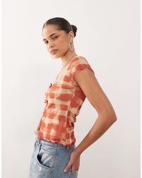 Reclaimed (vintage) - Square Neck Mesh Top - Lyst