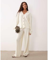 ASOS - Supersoft Brushed Rib Wide Leg Trouser Co-ord - Lyst