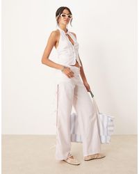 Mango - Cotton Mix Bow Side Straight Leg Trouser Co-ord - Lyst