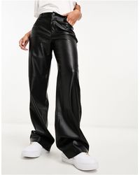 Mango - Straight Leg Faux Leather Trousers - Lyst