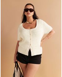 ASOS - Asos design curve – strickjacke aus strukturiertem garn - Lyst