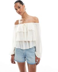 Miss Selfridge - Ruffle Bardot Blouse - Lyst