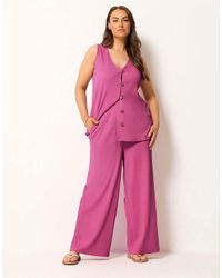 Yours Clothing - Textured Wide Leg Trousers - Lyst