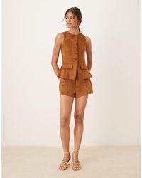 ASOS - Mini-short d'ensemble en imitation daim à surpiqûres - Lyst