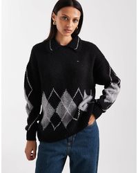 Tommy Hilfiger - Pull en maille à losanges et col polo - Lyst