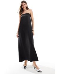 4th & Reckless - Satin Bandeau Trapeze Maxi Dress With Pockets - Lyst