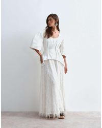 ARRANGE - Hybrid Dome Sleeve Fringe Skirt Midaxi Dress - Lyst