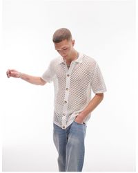 TOPMAN - Knitted Neppy Button Through Shirt - Lyst