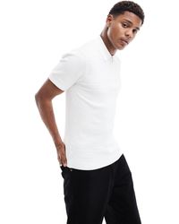 River Island - Muscle Fit Pointelle Polo Shirt - Lyst