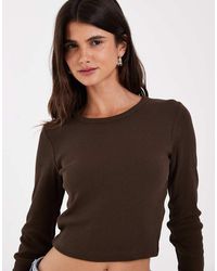 JJXX - Feline Geribbelde Crop Top - Lyst