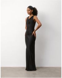 Six Stories - Cowl Front Satin Bridesmaid Dress - Lyst