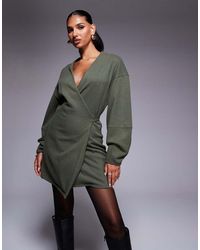 ASOS - Supersoft Long Sleeve Wrap Tie Front Mini Dress - Lyst