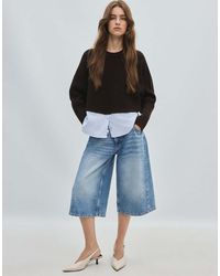 Stradivarius - Mixed-fabric Batwing Knit Jumper - Lyst