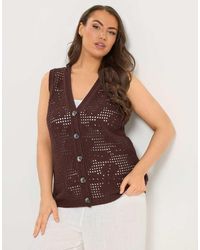 Yours Clothing - Crochet Knitted Waistcoat - Lyst