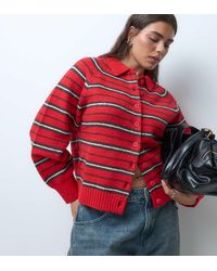 ASOS - Asos Design Curve Colla Button Through Stripe Cardigan - Lyst