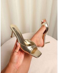 SIMMI - Yuhi Square Toe Heeled Mules - Lyst