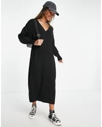 ONLY - Knitted V Neck Midaxi Dress - Lyst