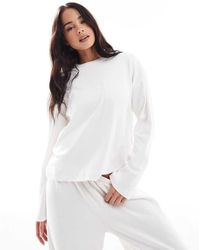 Cotton On - Top De Pijama Blanco De Manga Larga De Punto Pointelle Acanalado De (Parte De Un Conjunto) - Lyst