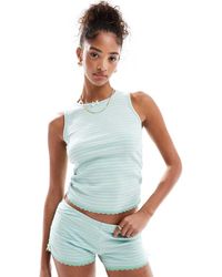 Cotton On - Striped Rib Ruffle Cami Sleep Top - Lyst