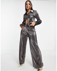 ASOS Pantaloni da abito a fondo ampio plissettati - Metallizzato