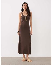 ASOS - Knitted Cotton Blend U-Scoop Maxi Dress - Lyst
