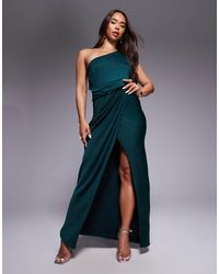 ASOS - One Shoulder Satin Knot Detail Maxi Dress - Lyst