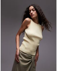 Mango - Fine Rib Linen Mix Vest - Lyst