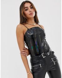 ASOS Body With High Neck In High Shine Vinyl Fabric - Black
