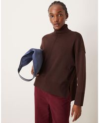 Vila - High Neck Oversized Jumper With Seam Detail - Lyst