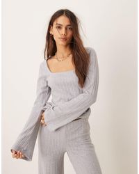 ASOS - Top d'ensemble en tissu ultra doux à encolure carrée dégagée et larges côtes - Lyst