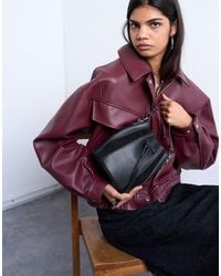 TOPSHOP - – colette – beuteltasche aus echtem wildleder mit ledereinsatz - Lyst