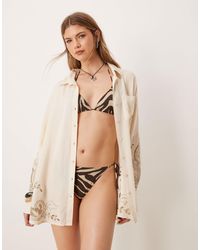 ASOS - Blake Broderie Linen Blend Oversized Beach Cover Up Shirt - Lyst
