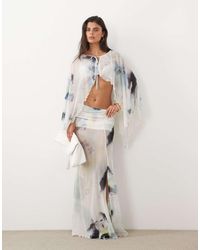 ASOS - Printed Mesh Co-ord Maxi Skirt With Slit - Lyst