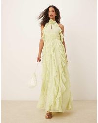 ANAYA - Cold Shoulder Waterfall Ruffle Maxi Dress - Lyst