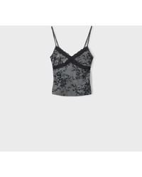Stradivarius - Felted Lace Fitted Top - Lyst