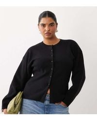 ASOS - Asos Design Curve Structured Cardigan With Faux Leather Buttons - Lyst
