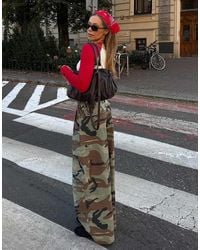 Bershka - Camouflage Cargo Trousers - Lyst