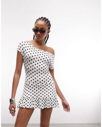 Collusion - One Shoulder Drop Waist Mini Dress - Lyst