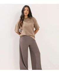 PixieGirl - Petite Textured Wide Leg Trousers - Lyst