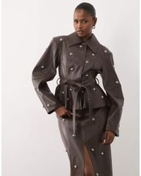 ASOS - Pu Studded Long Sleeve Blazer Co-Ord With Belt - Lyst