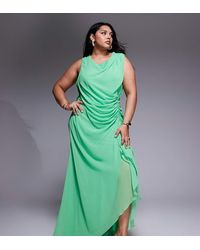 ASOS - Asos Design Curve Gathered Waist Ruffle Maxi Dress With Open Back - Lyst