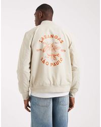 ASOS - Giacca Bomber Leggera Color Pietra Con Stampa - Lyst