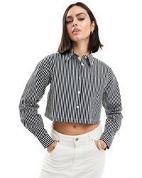 Threadbare - Moss - chemise courte à rayures - noir et - Lyst