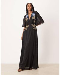 Hope & Ivy - V-neck Embellished Maxi Dress - Lyst