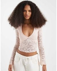 Motel - Yamuna Long Sleeve Lace Top - Lyst