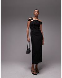 & Other Stories - Structured Jersey Midi Dress With Off Shoulder And Metal Clasp - Lyst