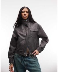 Liquor N Poker - Boxy Textured Funnel Neck Jacket - Lyst