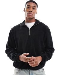 ASOS - Boxy Oversized Fleece Sweatshirt With Quarter Zip And Elasticated Hem - Lyst