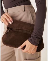 ASOS - Suede Clutch Bag With Fold Corner Detail - Lyst
