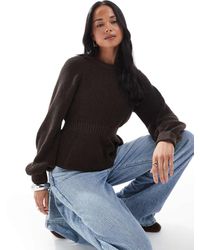 ASOS - Knitted Peplum Jumper With Cinch Waist - Lyst